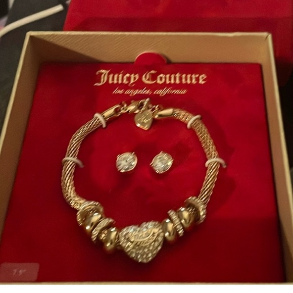 Juicy Couture Jewelry - New Juicy Couture Gift Set with Rhinestone and Crystal Heart Bracelet & Earrings